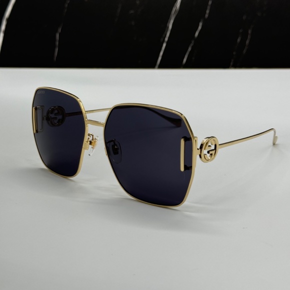 NEW GG1207SA 002 GUCCI GOLD GREY SQUARE WOMEN GUCCI SUNGLASSES - Picture 4 of 16